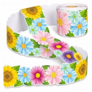 59 Ft Bulletin Board Borders, Colorful Confetti Rolled Border Trim for Classroom Decorations, Bulletin Boards, Chalkboards, Walls, Doors, School & Office Decor (Sunflower)