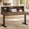 59" Standing Desk with Drawers, Electric Sit Stand Desk with Storage
