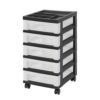 5 Drawer Narrow Storage Cart with Organizer Top, Plastic Cabinet for Home