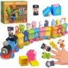 5in1 Farm Train Toys for Toddlers 3-5 w/ 83Pcs Classic Big Building Blocks