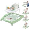 5 in 1 Foldable Baby Walker with Wheels, Music and Lights Bouncer Combo, Rocker, Activity Center for Baby Boys Girls, Adjustable Speed and Height for 6-18 Months (Green)