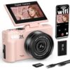 5K Digital Camera, 75MP Vlogging Camera for YouTube,Opal Pink