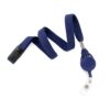 5 Pack - Navy Blue Badge Reel and Breakaway Lanyard Combo - Stretchy Neck Strap with Retractable Reel Cord for Office Badges, Keys and Access Cards by Specialist ID