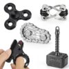 5 Pack Fidget Spinners Toys Bulk for Party Favors, Sensory Hand Fidget Pad Chain Finger Slider Ring Toy for Teen Kids Adults