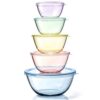 5 Pack Glass Mixing Bowls with Lids Set(4.78QT,2.2QT,1.7QT,1.1QT,0.85QT)