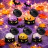 5 Pack Halloween Spooky Glitter Dumpling Squishie-s Toys, Dumplings Stress Balls for Adults Fidget Toy with Steamer