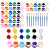 5 Packs Mini Acrylic Paint Set, 12 Colors Washable Paint Strips for Kids & Adults - Includes 10 Brushes (5 Flat + 5 Pointed), 60 PCS kids Paint Kits for Easter Eggs, Birthday, Classroom Party
