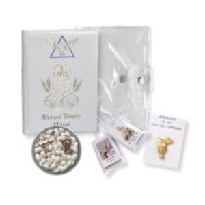 5pc. Girls White Blessed Trinity Missal Communion Set in a Pouch - P65