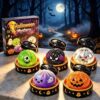 5Pcs Halloween Ghost Dumpling Squishy Toys, Steamer Basket Squeeze Stress Ball, Cute Sensory Stress Relief Fidget Toy, Halloween Party Favors-Grey