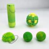 5 PCS Little Ouchies Pain Stim Fidget – 3D Printed Spiky Roller Keychain Set, Sensory Toys for Anxiety & Stress Relief, Pain Stimming Fidgets for Adults, Calming Gifts（Green）