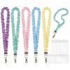 5PCS Stretchy Scrunchie Lanyards with 10 Acrylic ID Badge Holders