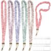 5 Pcs Stretchy Scrunchie Lanyards with 10 ID Holder for Teachers