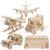 5pcs Wooden 3D Puzzle Model Kit for DIY Concentration