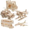 5pcs Wooden Airplane Model 3D Puzzle Kit for Display