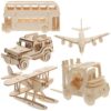 5pcs Wooden Interlocking Blocks DIY Model, Khaki Wood