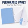 5 Subject Spiral Notebook 200 Sheet College Ruled, Sky Blue