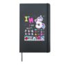 5th Birthday Idea For Kids Unicorn Shape & Alphabet Phonics Hardcover Journal, Black
