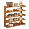 5‑Tier Bamboo Shoe Rack, 70cm Multifunctional Shoe Storage Organizer, Free Standing Shoe Shelf for Entryway Hallway Closet, Top Layer for Bags & Decor