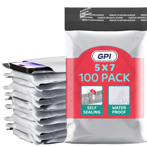 5" x 7" Poly Mailer Envelopes - 1000 Count, Self Seal White Plastic Mailing Bags with Adhesive Strip, 2.5 Mil Thick, Waterprrof & Tear/Puncture Proof Unpadded Shipping Mailers - GPI