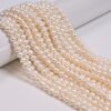 6-7mm Natural White Fresh Water Pearl Off Round Potato Beads Jewelry Making