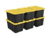 6-Pack 27 Gal Industrial Storage Bin, Snap-Fit Lid, Stackable Plastic
