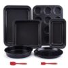 6-Piece Nonstick Bakeware Set, Carbon Steel Baking Pans, Roasting Pan, Cookie Sheet, Cake Pan, Loaf Pan, Muffin Pan, Oven and Dishwasher Safe