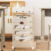 6-Tier Rolling Utili Cart with 3 Ders Lockable Wheels Narrow Veal Sto Space-Saving le Boohelf for Living Room & Bedroom nizat