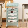 6-Tier Rolling Utili Cart with 3 Lockable Ders Space-Saving le Shelving Unit for Living Room & Bedroom Narrow Veal Sto nizer Versatile &