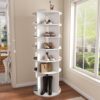 6-Tier Rotating Shoe Rack Tower, 360° Spinning Shoe Organizer for 24 Pairs, Freestanding Revolving Storage Rack, White Spinning Organizer, Display Storage Rack, for Corners, Closets