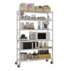 6-Tier Steel Wire Shelving Unit with Wheels, 117x45x208cm