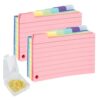 600 Pack Tabbed Index Cards 8.5x12.5cm Lined Flash Cards with Binder Rings for Study Office