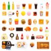 60Pcs Mini Resin Food Toys Dollhouse Accessories for Kitchen Pretend Play Set