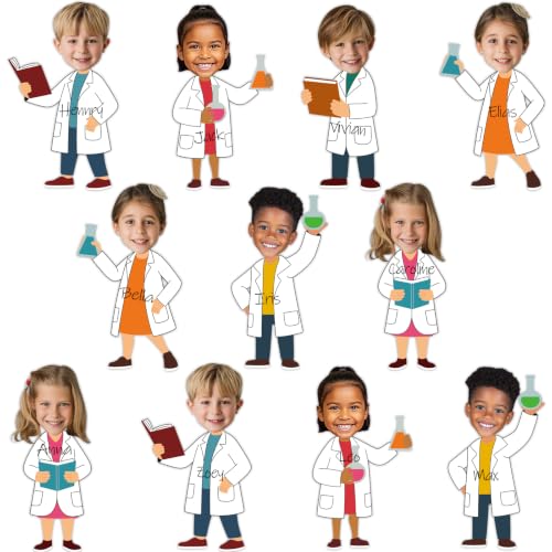 60 PCS Scientist Paper Cutouts Science Theme Classroom Bulletin Board Decoration Science Scientist Photo DIY Craft Cutouts Laboratory Decorations for Home School Office Wall Door Party Supplies