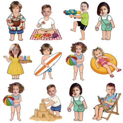 60pcs Summer DIY Cutouts Hawaiian Beach Bulletin Board Decoration Set Summer Tropical Paper Cut-Outs Classroom Decor for Boy Girl Classroom DIY Photo Craft Kindergarten School Wall Door Supplies