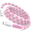 60W Beaded Phone Charger Cable 3ft, USB C to USB C PD Charging Cord, Pink