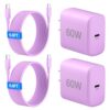 60W USB C Charger, 60 Watt Super Fast Charger Type C with 2X 6.6FT Cable