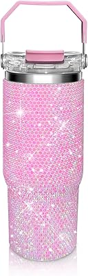 Bling Rhinestone Studded Tumbler with Top Handle