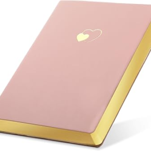 CAGIE Lined Journal Notebook for Women and Girls 256 Pages Cute Diary with Heart-Shaped Leather Journals for Writing A5 Soft Cover Notebooks for Work School (04 Dark pink, A5)