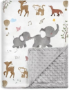 BOPRIO Baby Blankets for Unisex Boys Girls, Super Soft Nursery Minky Blankets with Woodland Animal Design and Dotted Fleece Backing, Printed Bed Throws Newborn Toddler Gift 30 x 40 Inch