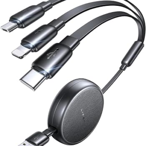 LISEN Multi Charging Cable, Retractable Car Charger for Multiple Devices