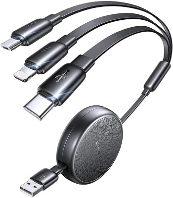 LISEN 3-in-1 Retractable Car Charger Cable
