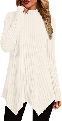 JUSTFASHIONNOW Womens Mock Turtleneck Tunic Sweater Fall Long Sleeve Shirts