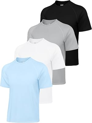 IHU 4 Pack Mens Rash Guard Shirts