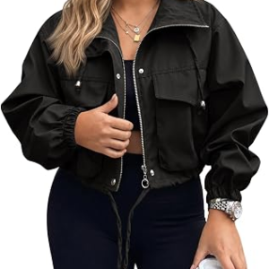 TANKANEO Womens Plus Size Cropped Jackets