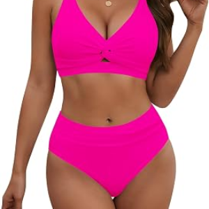 HORISUN Women’s High Waisted Bikini Set Twist Front Two Piece Swimsuit