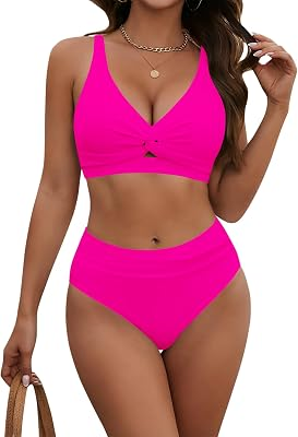 HORISUN Women's High Waisted Bikini Set Twist Front Two Piece Swimsuit