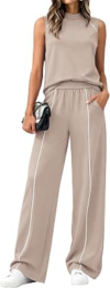 BTFBM Two Piece Sets for Women Summer Outfits,S,Khaki