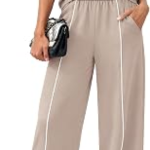 BTFBM Two Piece Sets for Women Summer Outfits,S,Khaki