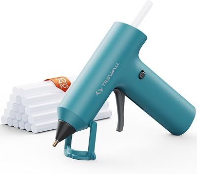 Tilswall Cordless Hot Glue Gun W106s with Rechargeable 2Ah Blue