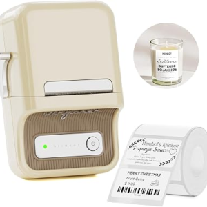 NIIMBOT B21 Label Maker, Thermal Label Printer, Portable Inkless Label Makers for Home/Office/Business, with 1 Pack 50x30mm White Label, Compatible with iOS & Android, (White)